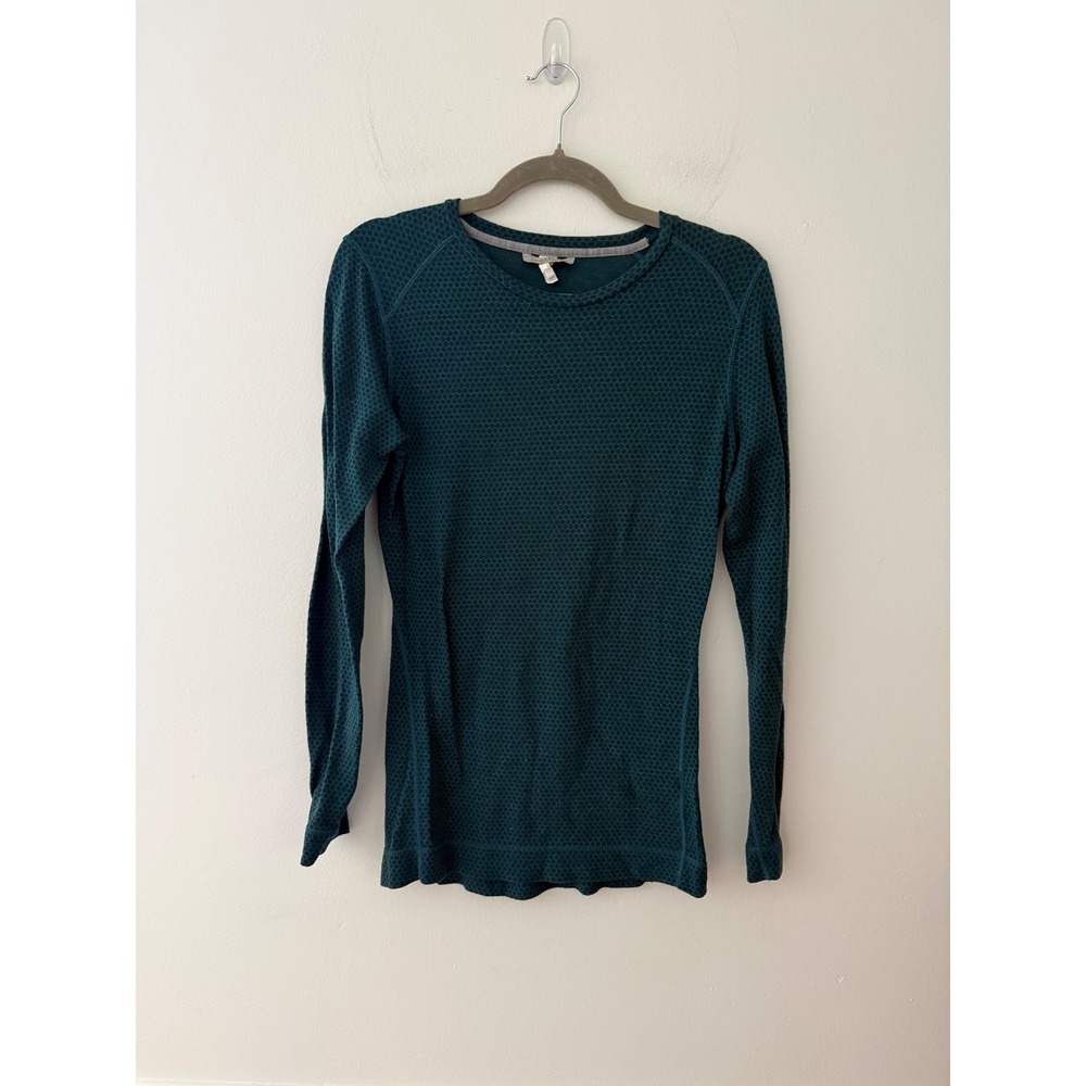 Smartwool Womens Teal Honeycomb Textured Merino Wool Base Layer Top Large